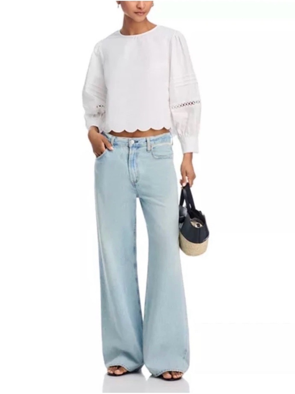 French Connection Alissa White Cotton Broderie Top - Picture 3 of 7